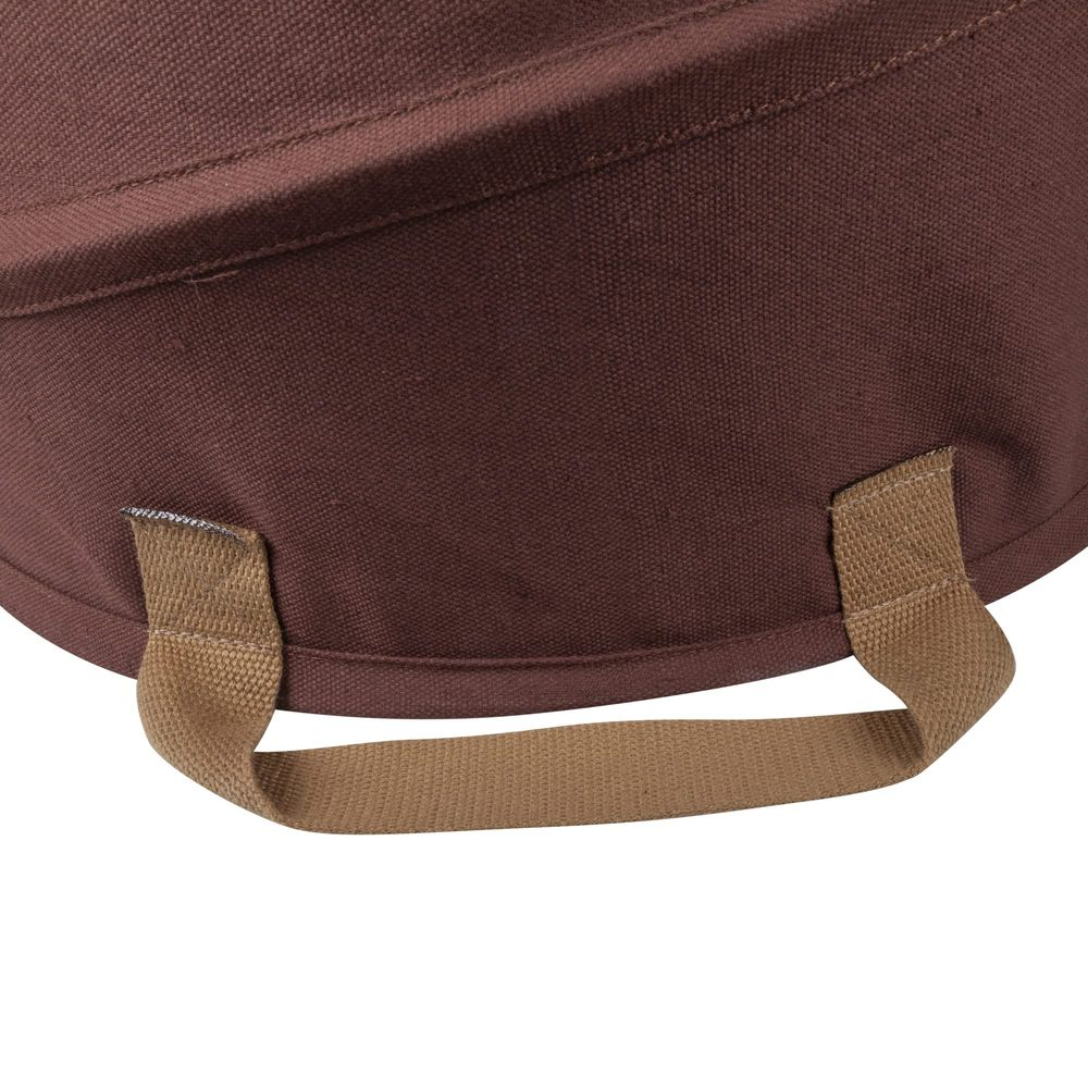 Braune Stofftasche mit zwei Henkeln. Nahtdetails sind sichtbar.