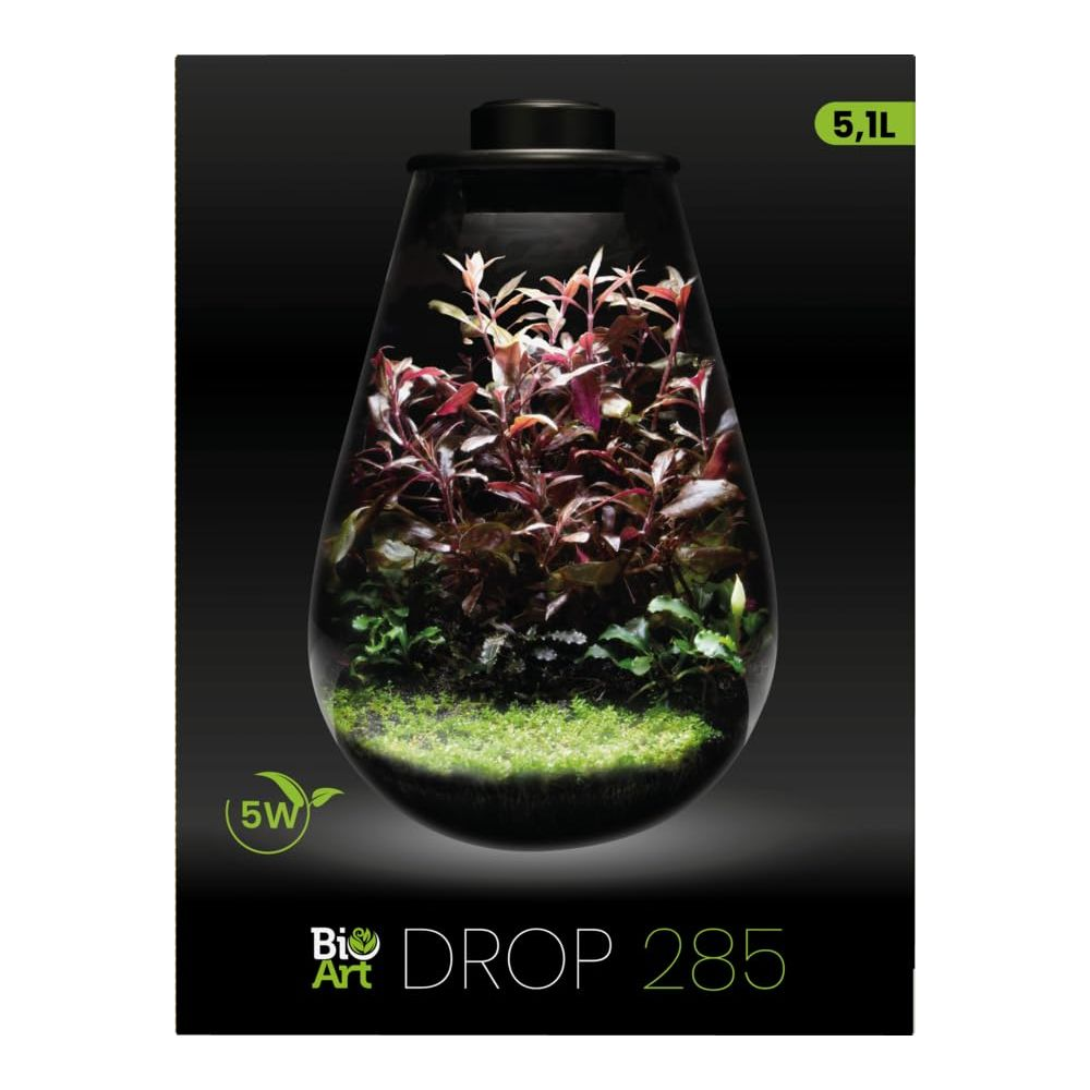 Ein Tropfen-Aquarium mit roten und grünen Pflanzen, 5,1L, 5W.