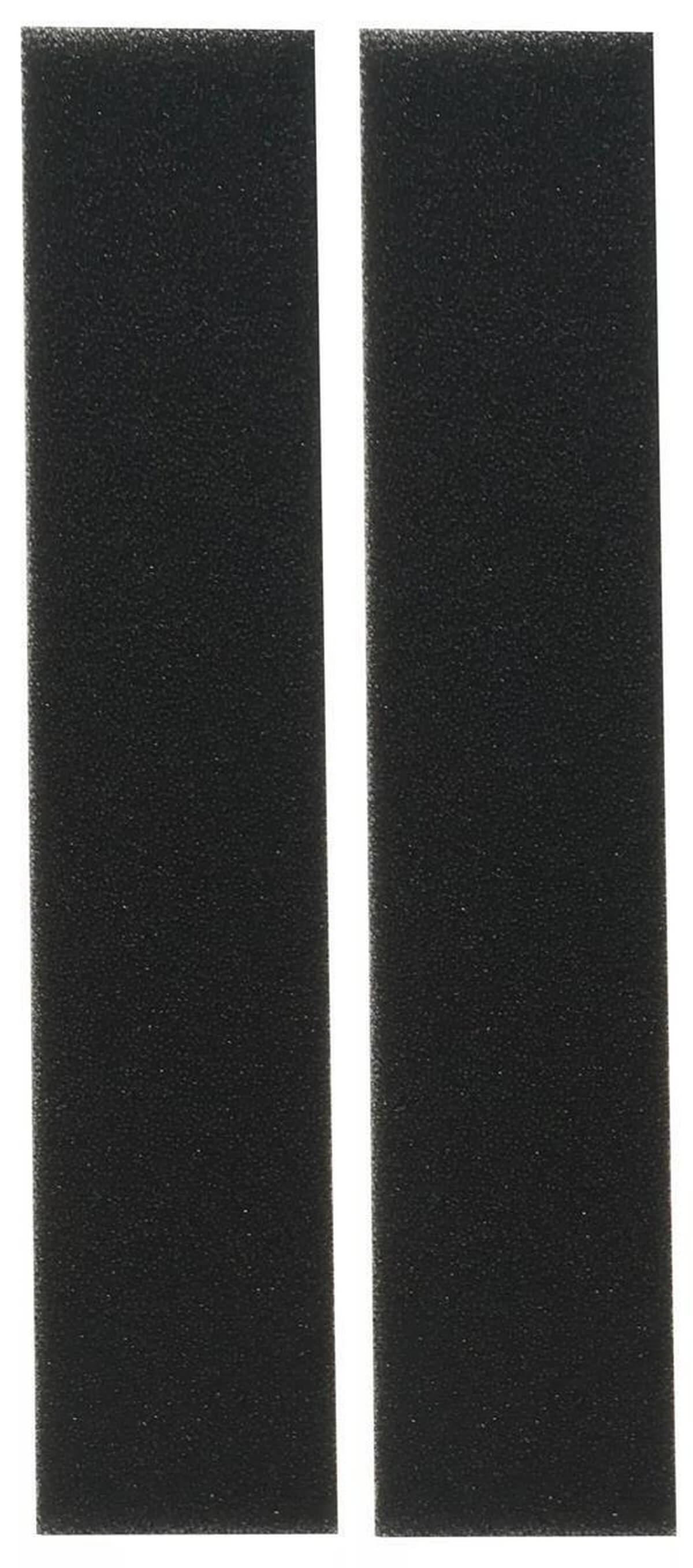 Zwei schwarze Schaumstoffstreifen nebeneinander auf weißem Hintergrund.