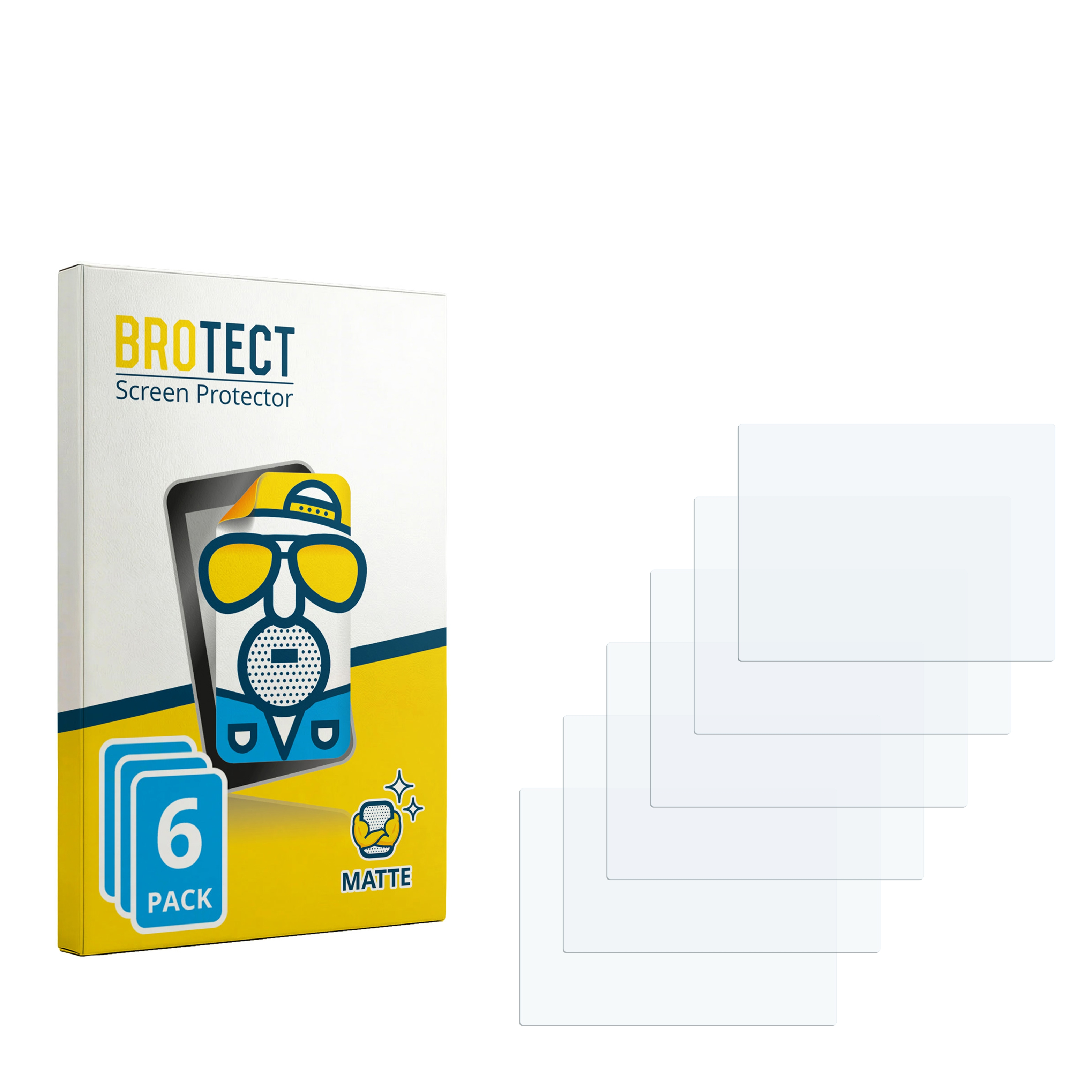 Verpackung für BROTECT Displayschutzfolien mit 6 Stück, matte Oberfläche.