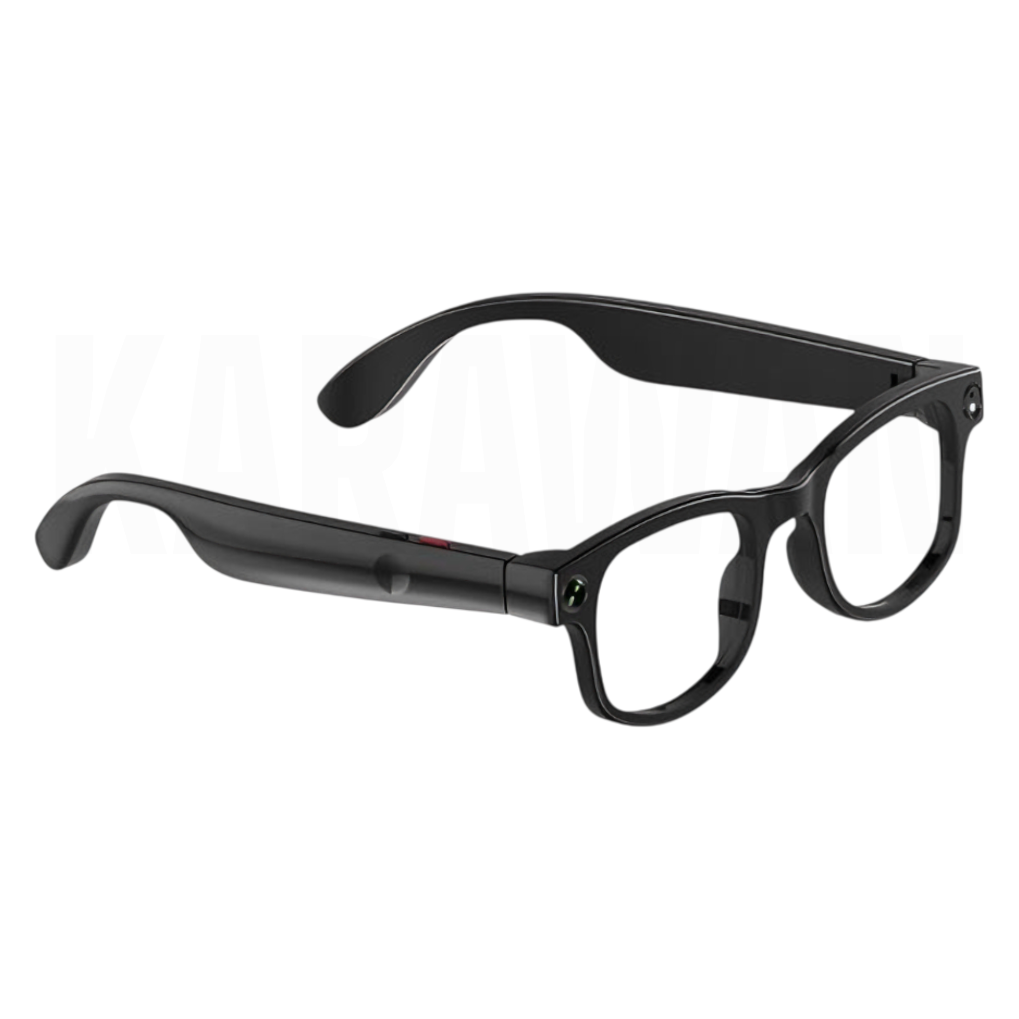 Gafas negras con montura gruesa y tecnología integrada.