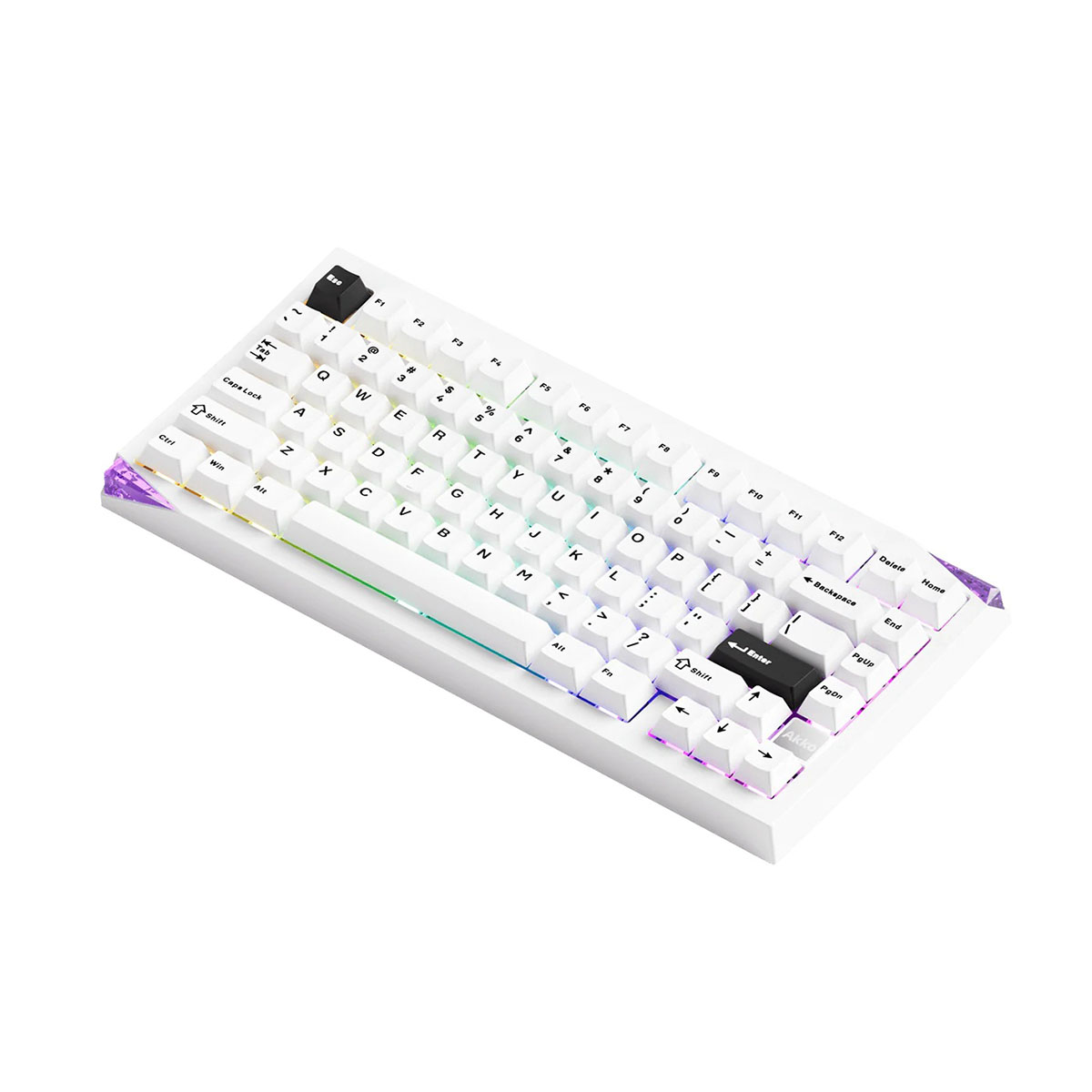 Yanlarda ve tuşlarda RGB aydınlatmalı beyaz mekanik klavye.