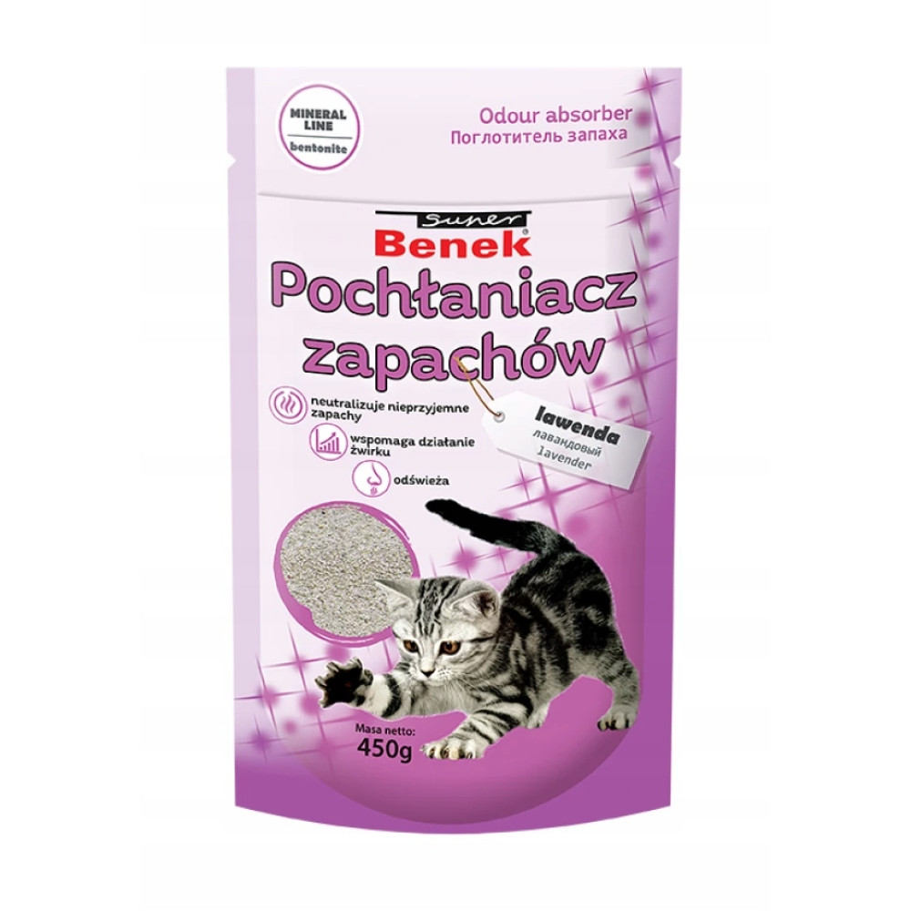 Sacchetto di lettiera per gatti con profumo di lavanda e gatto.