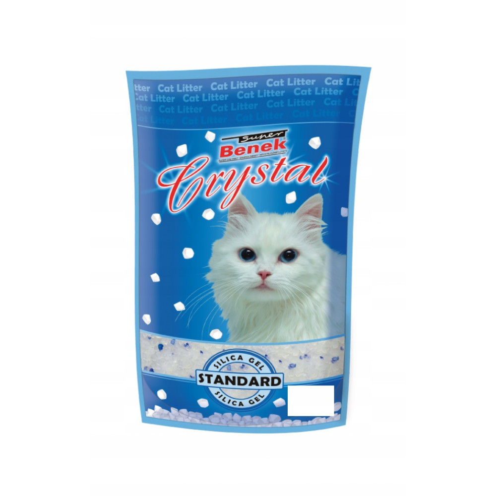 Sacchetto di lettiera per gatti con gatto bianco e testo "Crystal".