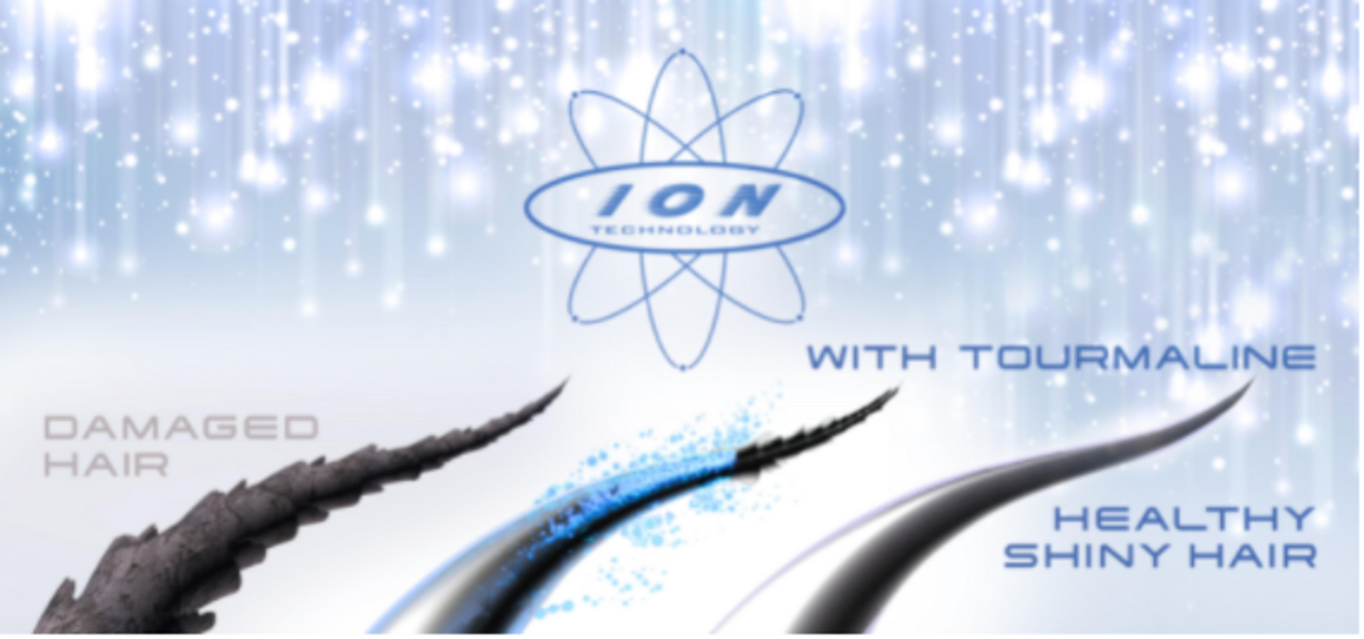 Beschädigtes Haar wird gesundes, glänzendes Haar mit Ionentechnologie.
