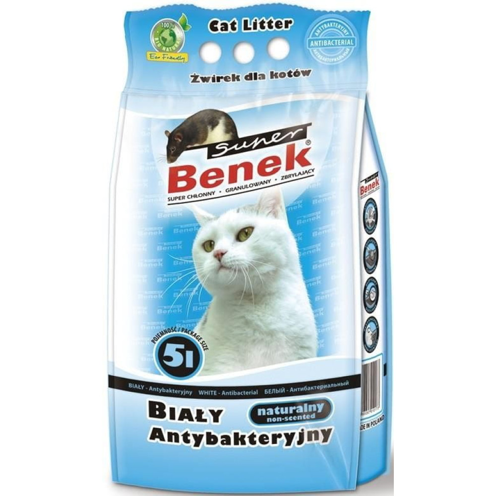 Confezione di lettiera per gatti con gatto bianco e topo. Antibatterico, non profumato.