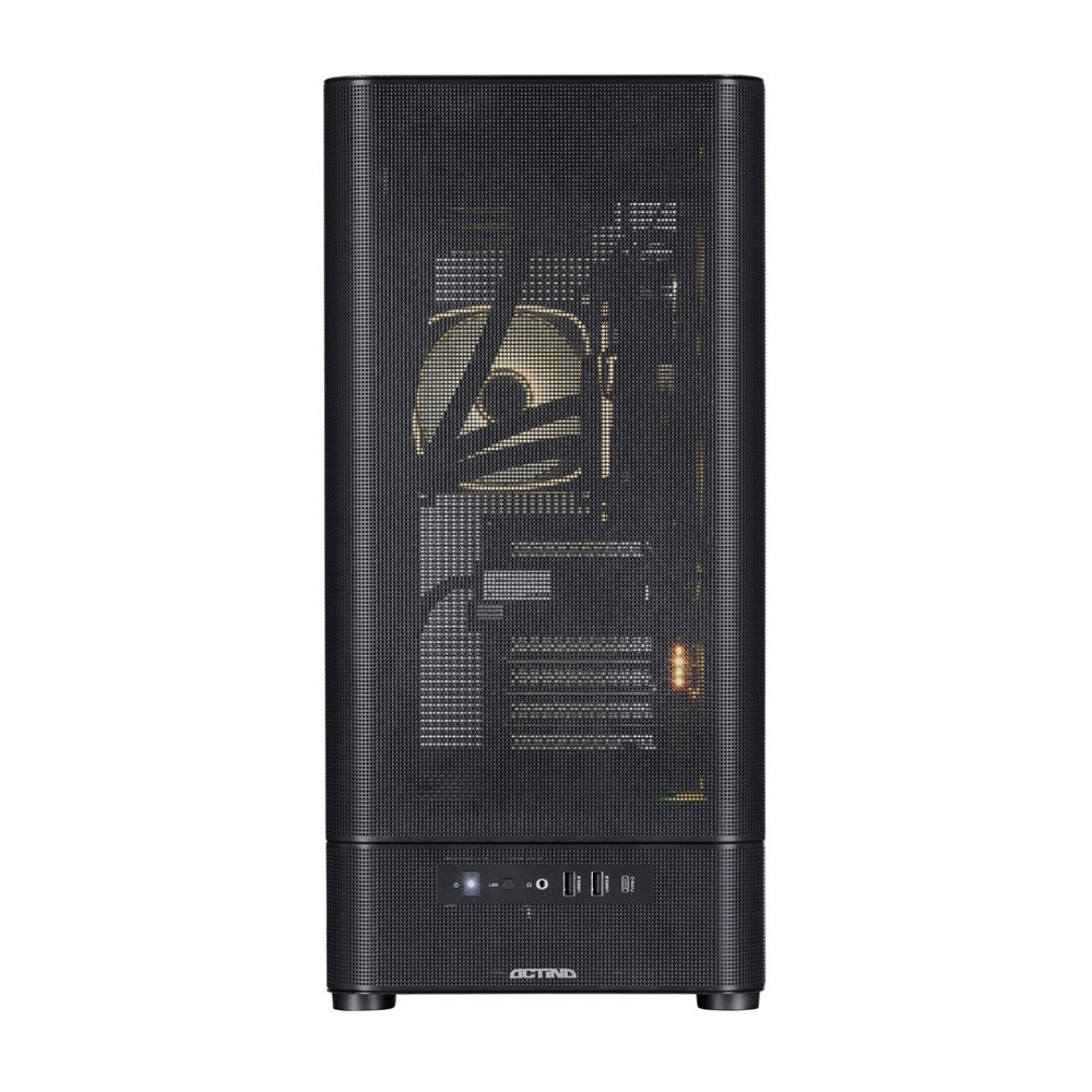 Un case per computer nero con ventole e componenti interni visibili.
