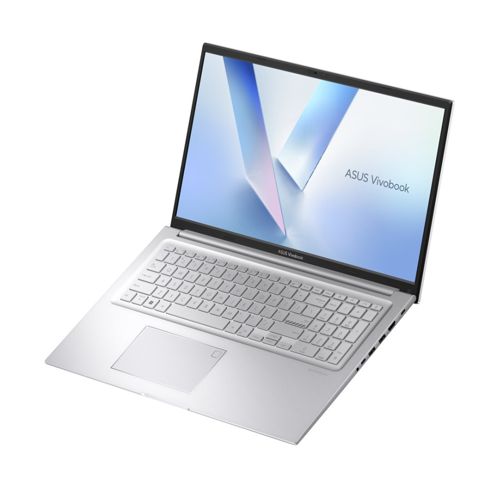 Srebrny laptop ASUS Vivobook z klawiaturą, touchpadem i jasnym ekranem.