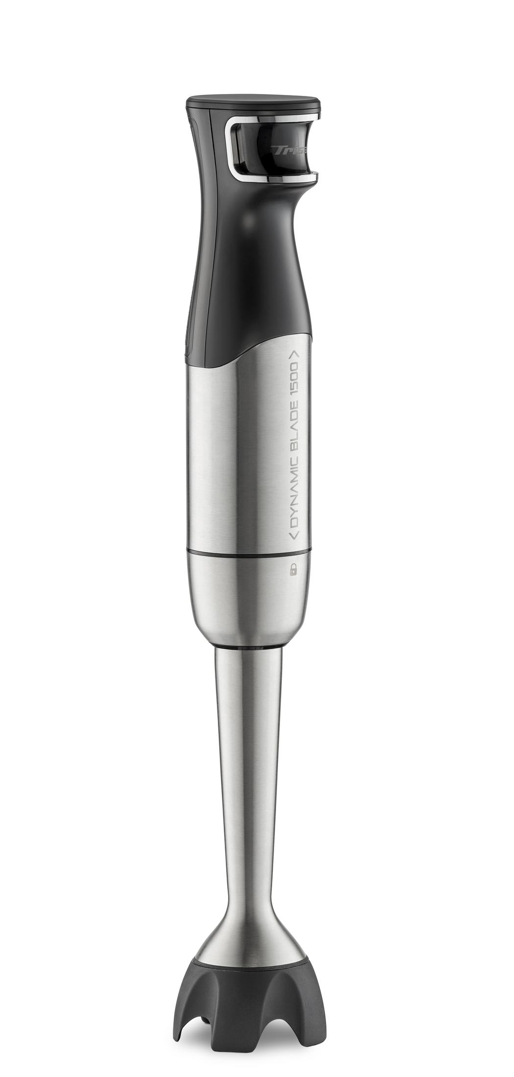 Ein silberner und schwarzer Stabmixer mit der Aufschrift DYNAMIC BLADE 1500.