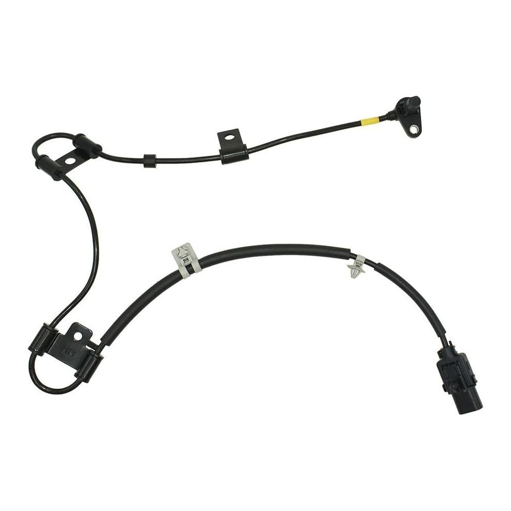 Schwarzer ABS-Sensorleitung mit RH-Markierung und Stecker auf weißem Grund.