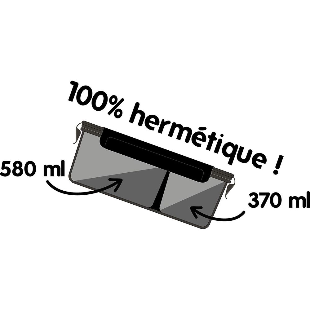 Contenitori da 580ml e 370ml, 100% ermetici.