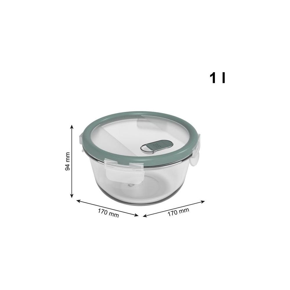 Contenitore rotondo con manici e coperchio trasparente, 170x94mm.