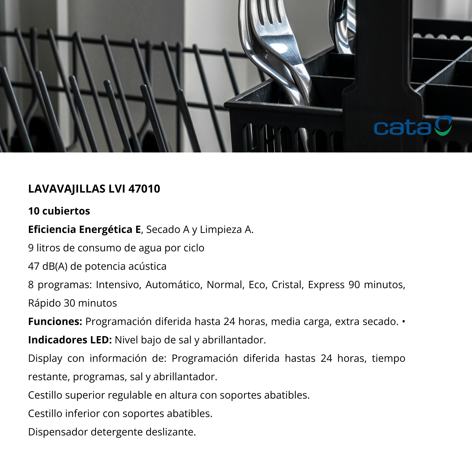 Lavastoviglie LVI 47010 con cestello portaposate e descrizione.