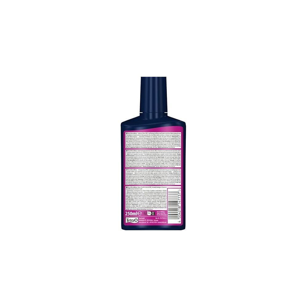Etichetta blu scuro della bottiglia con testo bianco e viola. Contiene 250ml.