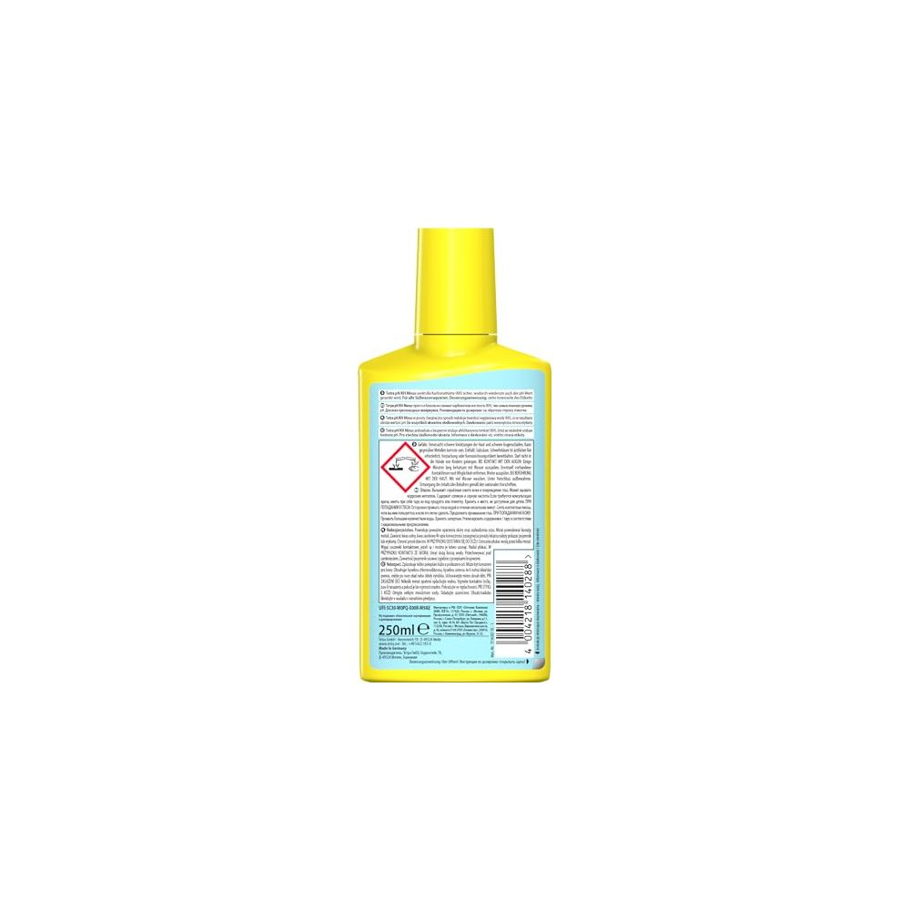 Gelbe Flasche mit Etikett und Warnsymbolen, 250 ml Inhalt.