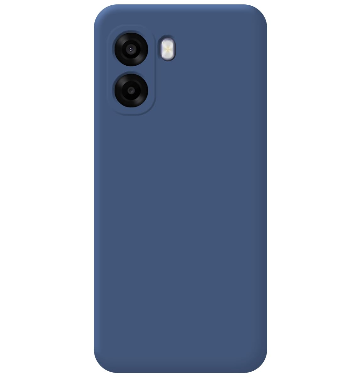 Funda de teléfono azul con dos lentes de cámara arriba a la izquierda.