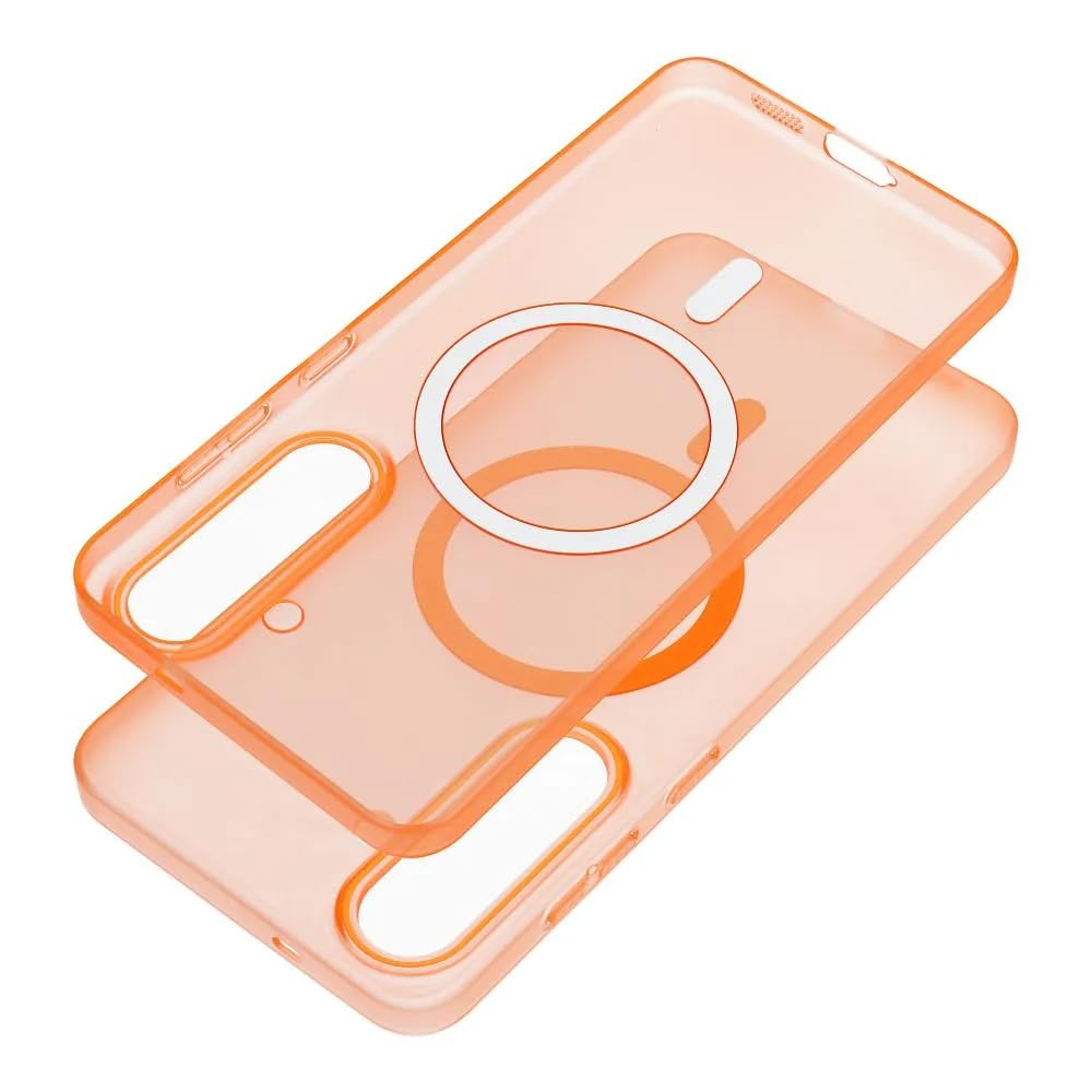 Funda de teléfono naranja transparente con anillo magnético