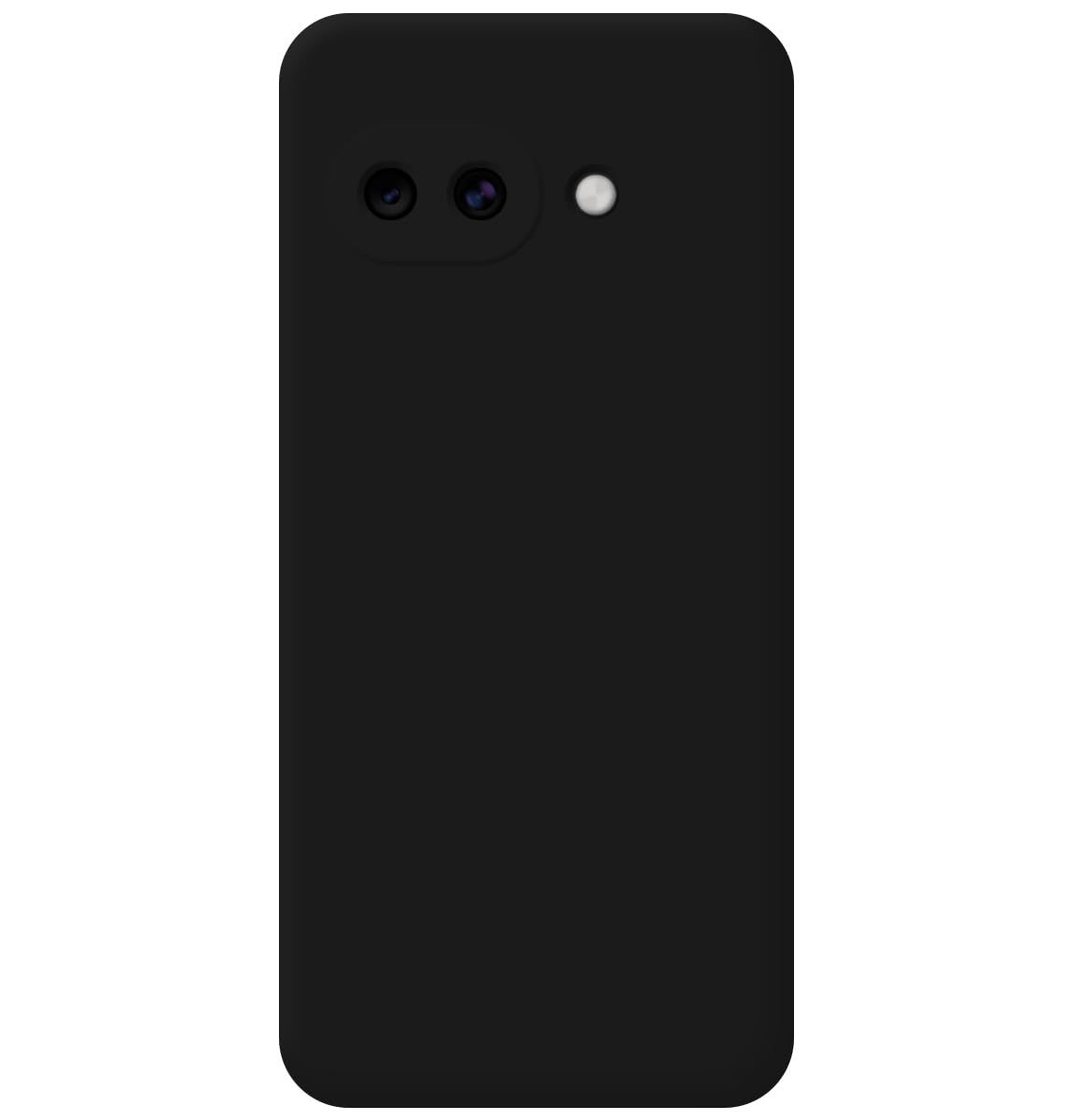 Teléfono inteligente negro con dos lentes de cámara y flash en la parte superior izquierda trasera.