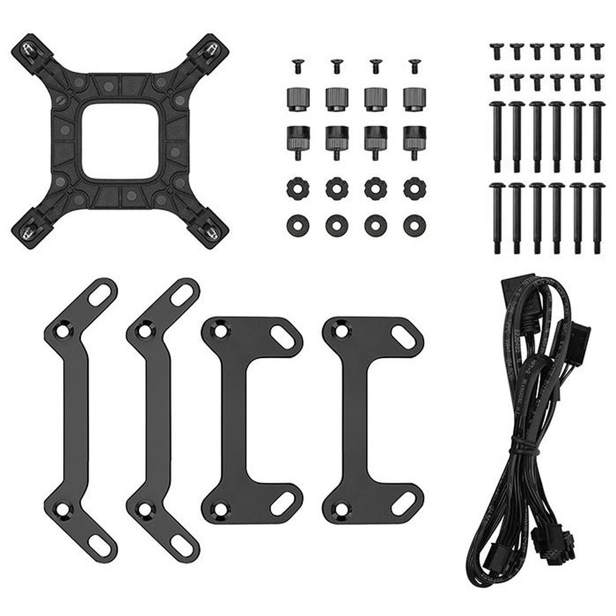 Soporte de montaje y juego de tornillos para enfriador de computadora negro.