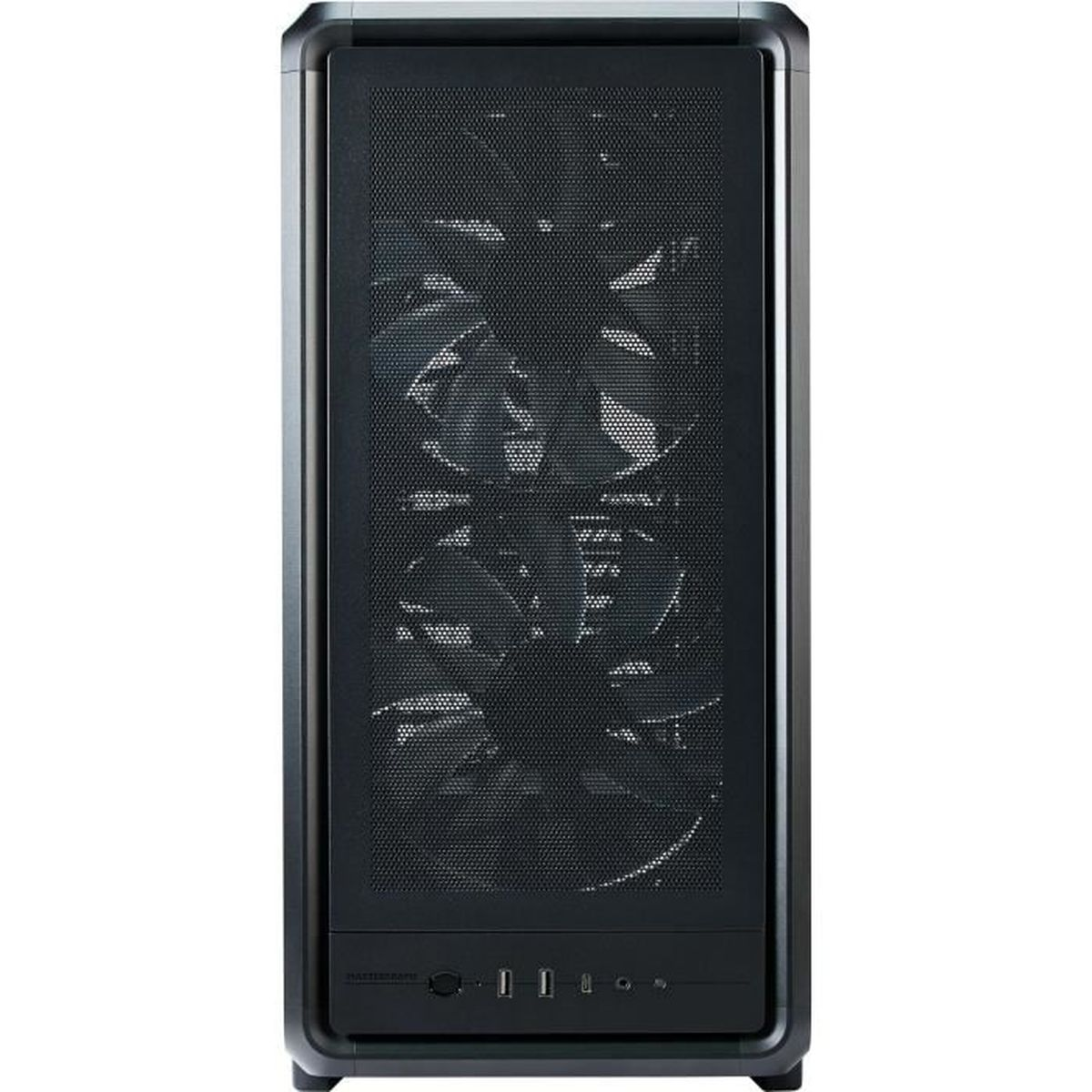Case del computer nero con ventole e porte anteriori.