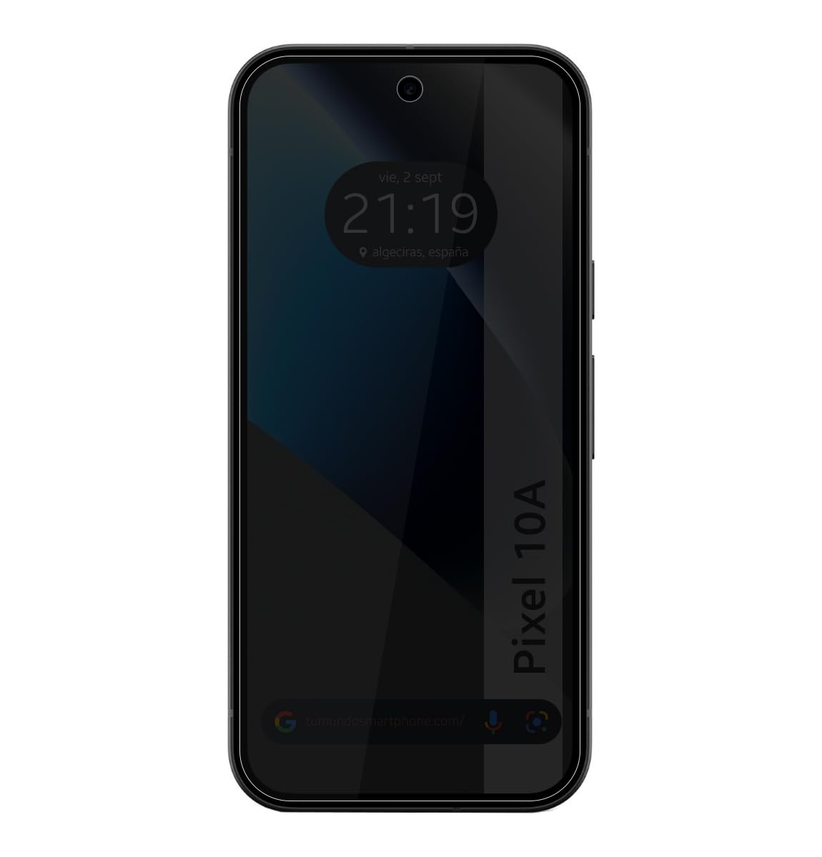 Un smartphone negro muestra la hora 21:19 y la ubicación Algeciras, España.