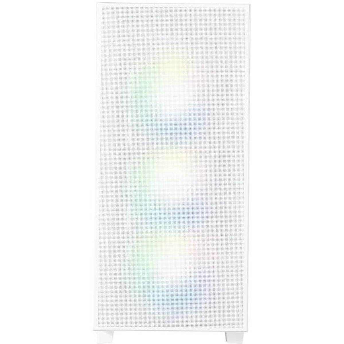 Case bianco per computer con illuminazione RGB, vista frontale.