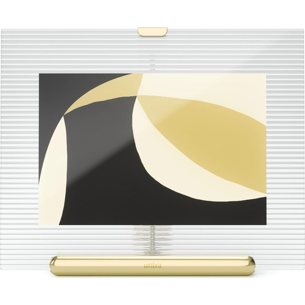 Cadre doré moderne avec art abstrait noir, beige et or.