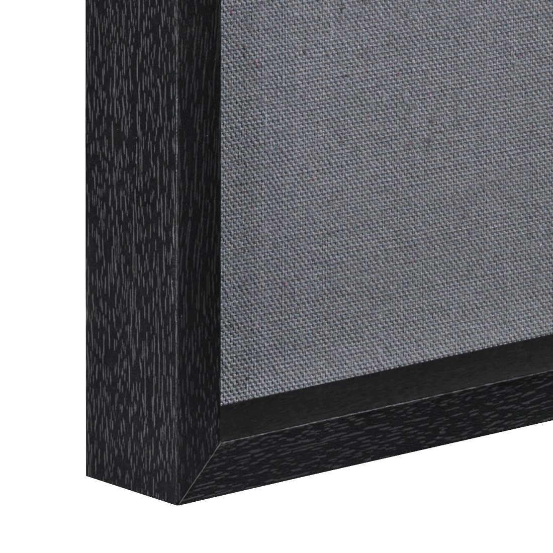 Gros plan d'un cadre noir avec un tissu gris.