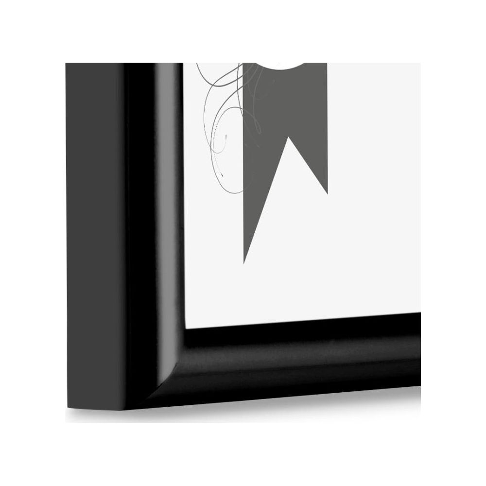 Un cadre noir avec un fond blanc et un design gris.