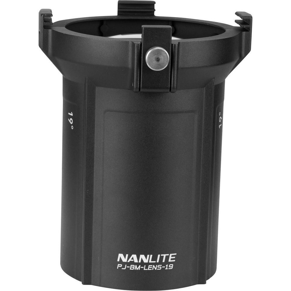 Adaptateur projecteur Nanlite PJ-BM-LENS-19 noir avec marque de 19°.