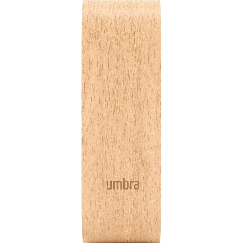 Un bloc de bois brun clair avec le logo « umbra ».