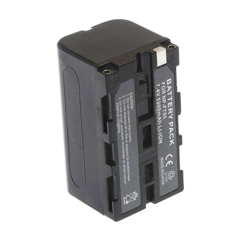 Batteria nera per NP-F750, 7,4V 5200mAh Li-Ion, Made in China.
