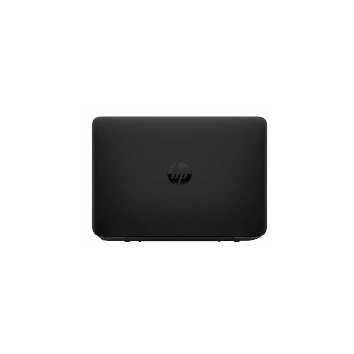 Geschlossener schwarzer HP Laptop von oben mit Logo in der Mitte.