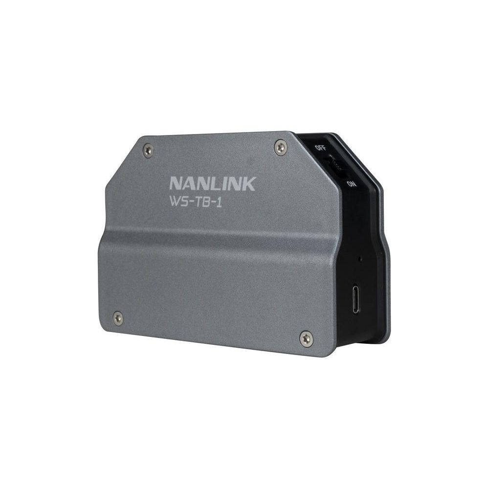 Adaptateur secteur gris Nanlink WS-TB-1 avec interrupteur ON/OFF et port USB-C.