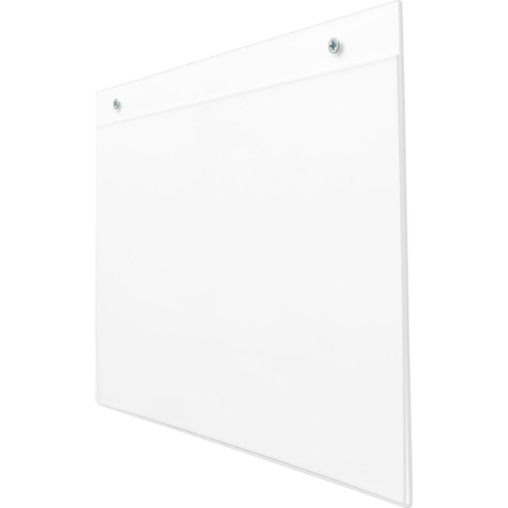 Un tableau transparent fixé au mur avec deux vis.