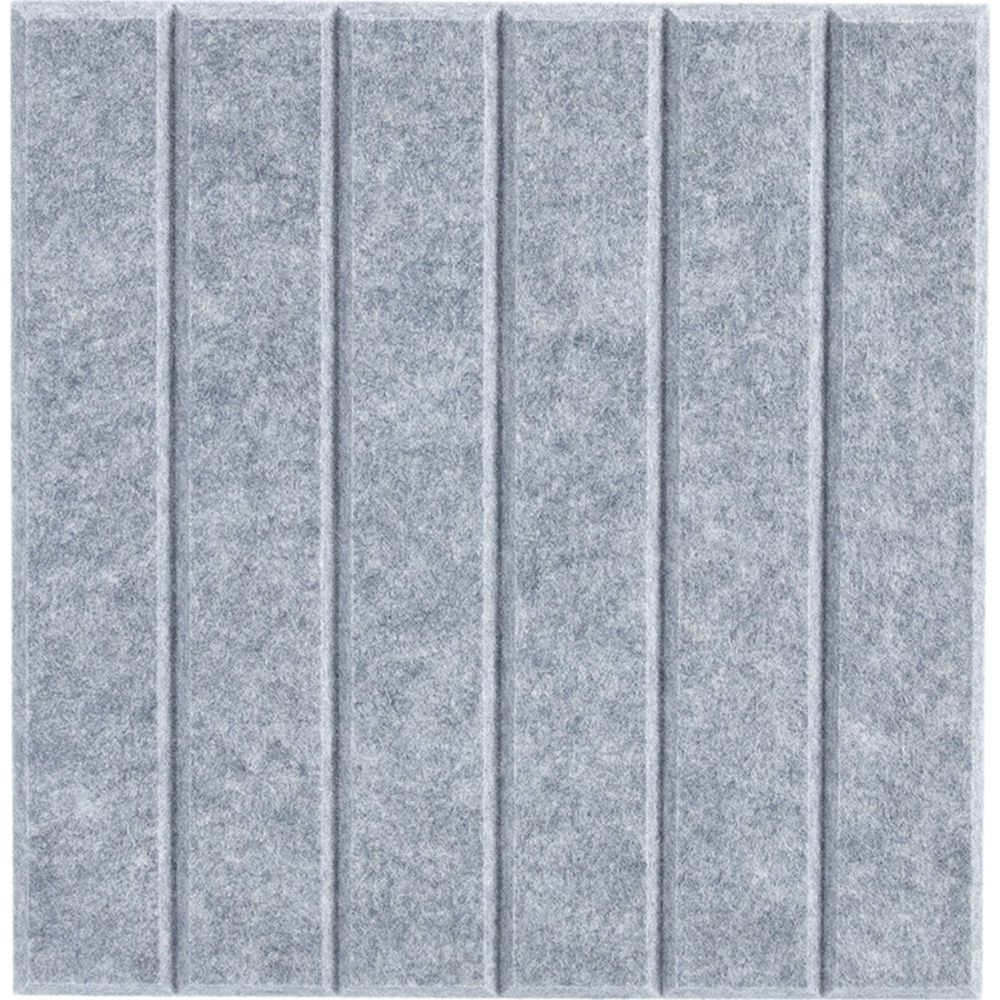 Panneau de feutre gris avec rainures verticales.