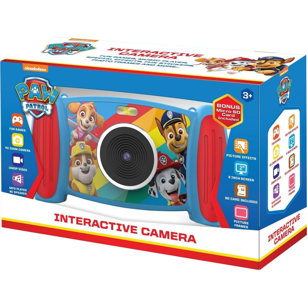 Verpackung einer Paw Patrol interaktiven Kamera mit Charakteren.