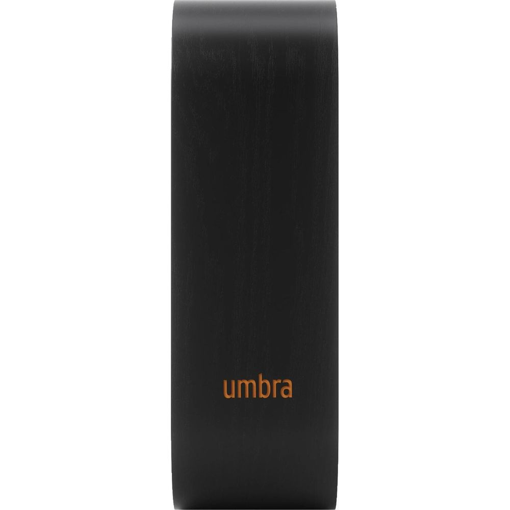 Schwarzer Zylinder mit dem orangefarbenen Umbra-Logo.