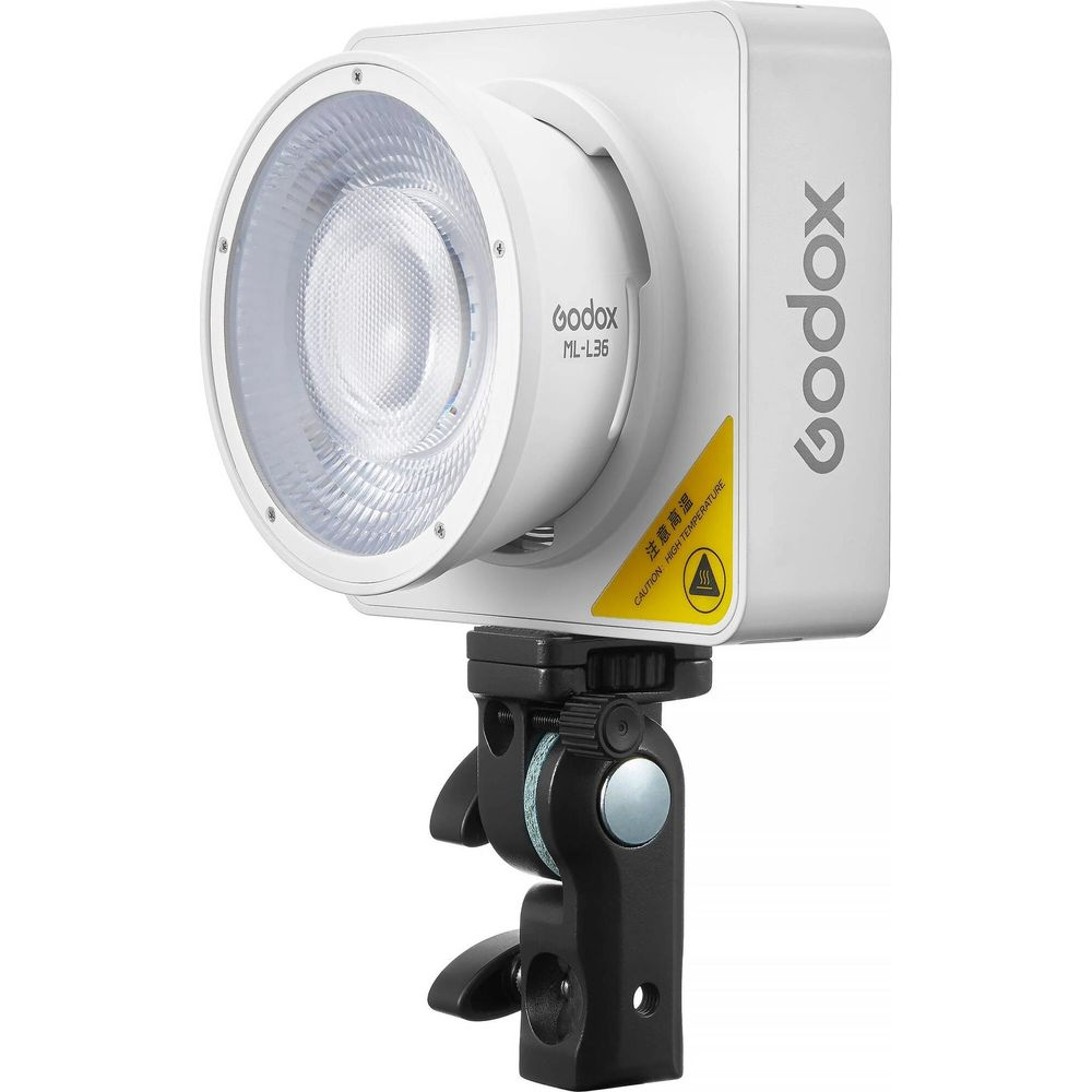 Un projecteur de studio blanc avec logo Godox et numéro de modèle ML-L36.