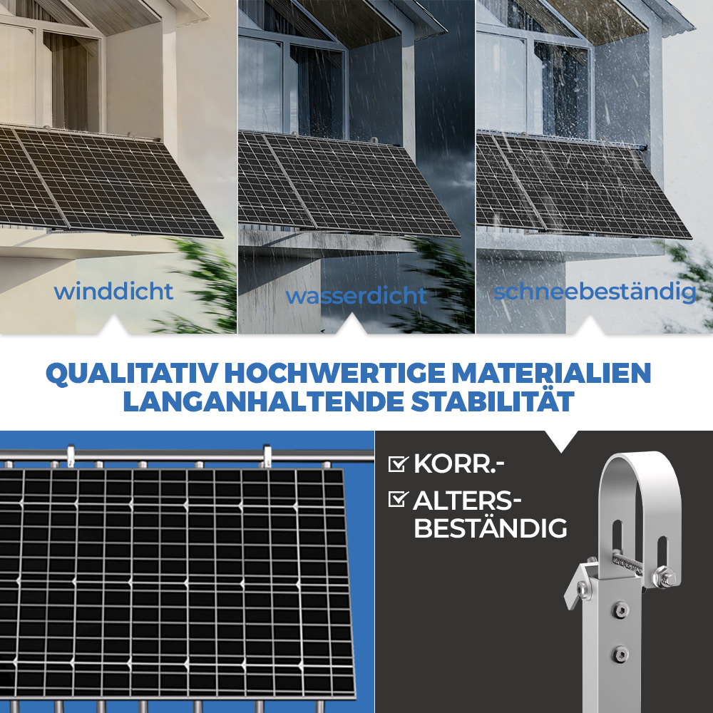 Solarpanel-Montage: wind-, wasser-, schneebeständig, korrosions- & alterungsbeständig.