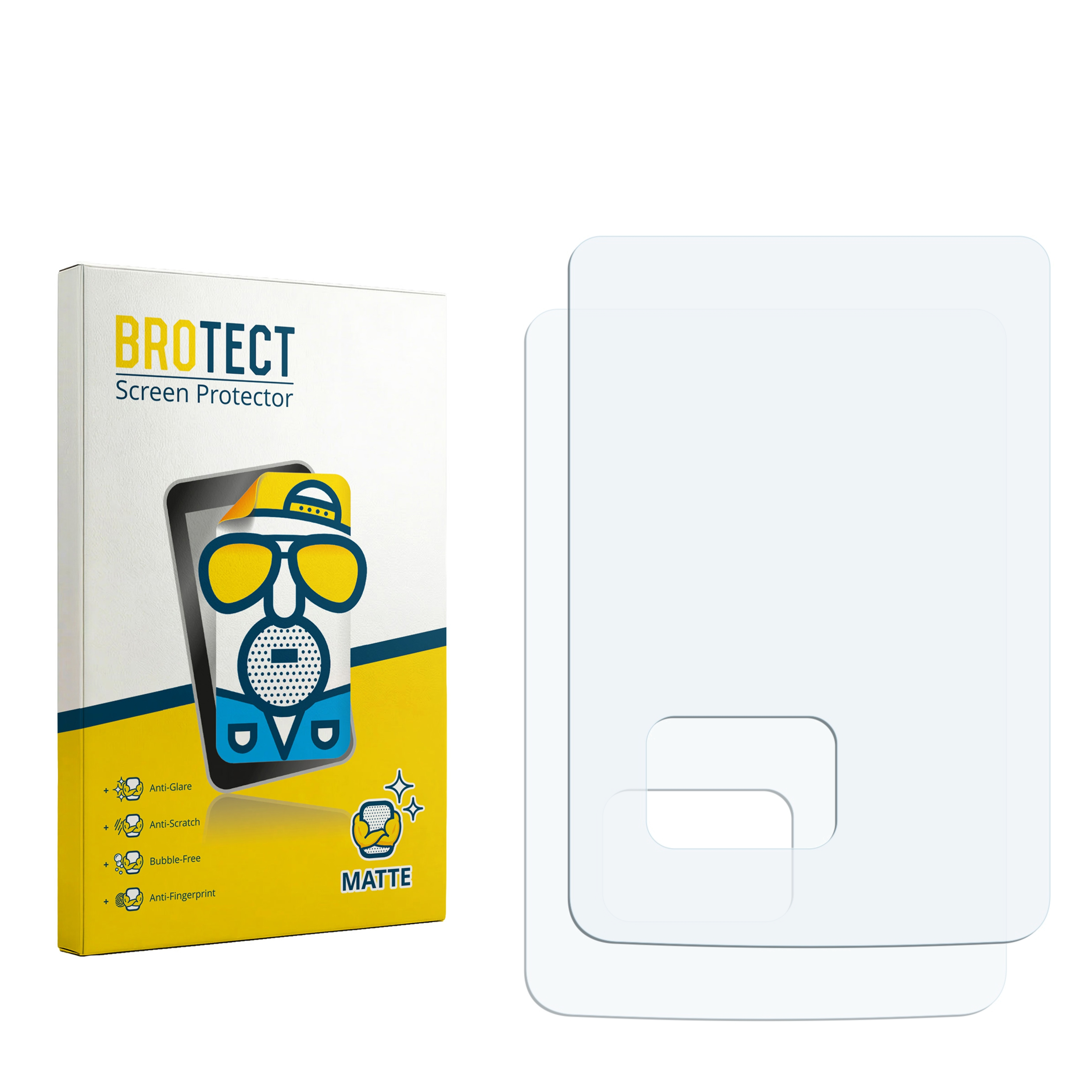 Eine BROTECT Screen Protector-Verpackung mit zwei Schutzfolien.