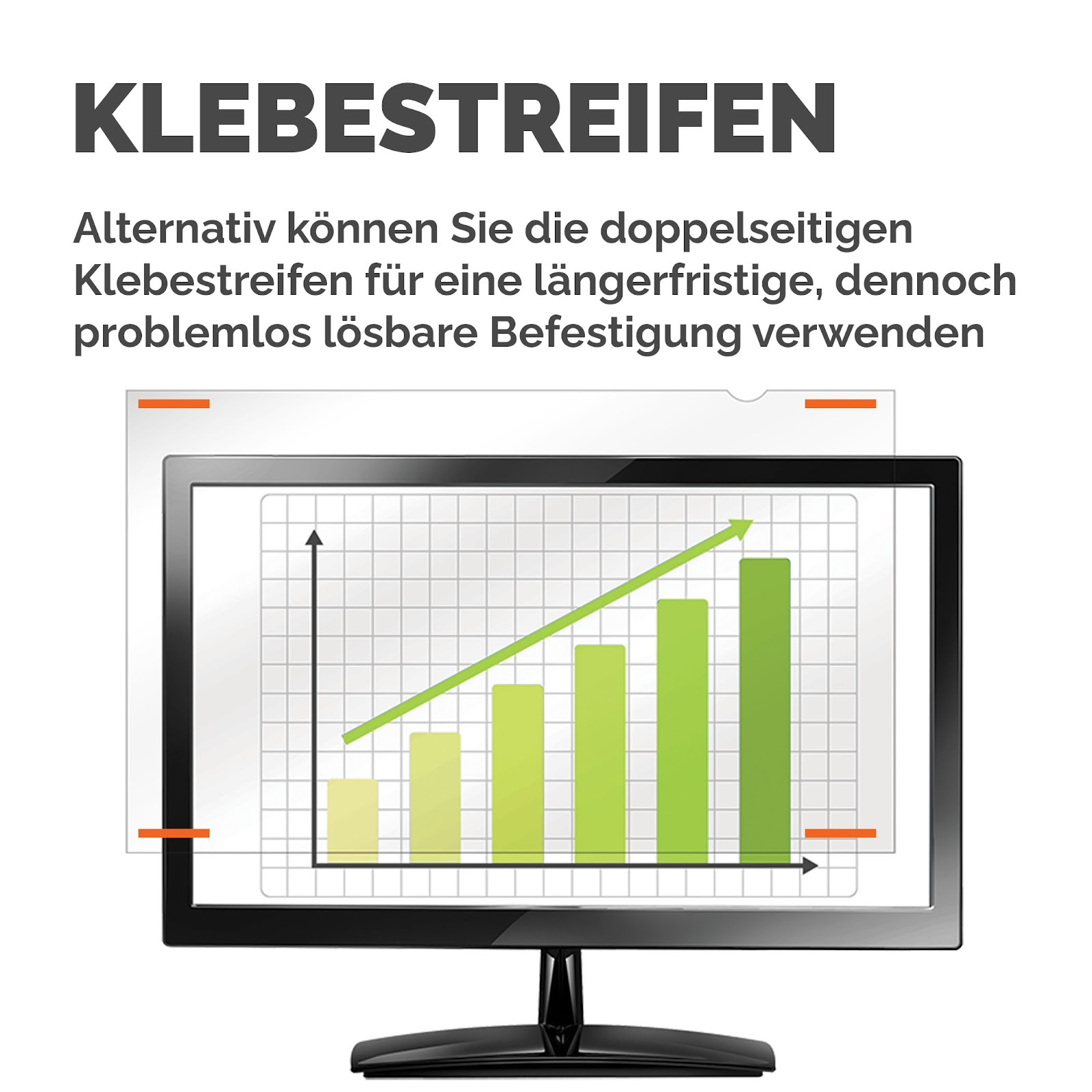 Un monitor mostra un grafico a barre e linee in crescita.