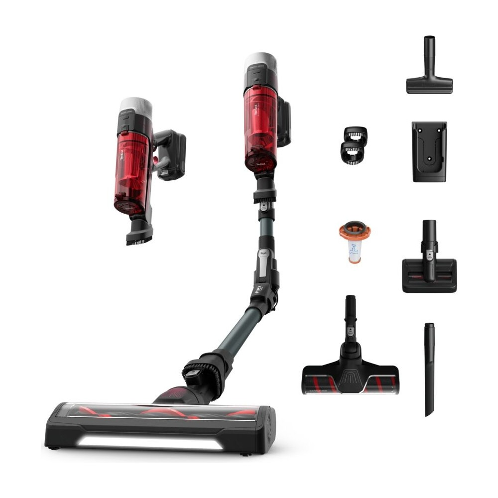 TEFAL TY2098WO X-Force Flex 9.60 Animal Care 100 Air Watt Şarjlı Dikey Süpürge Kırmızı - Siyah