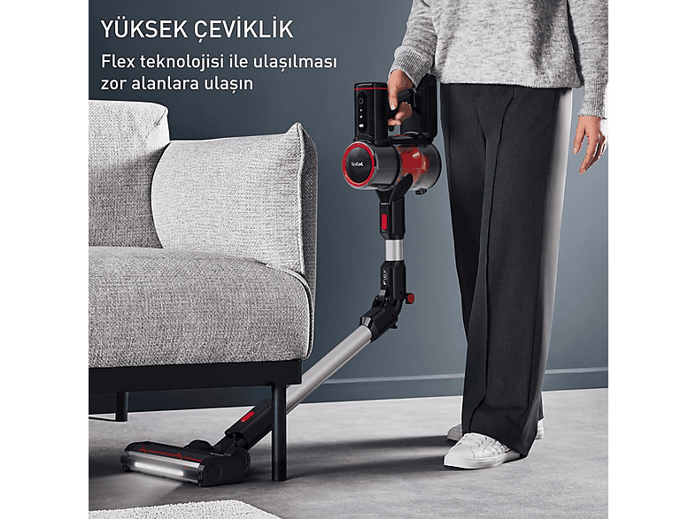 TEFAL TY6T90TR X Force Flex 8.60 Max Şarjlı Dikey Süpürge Siyah