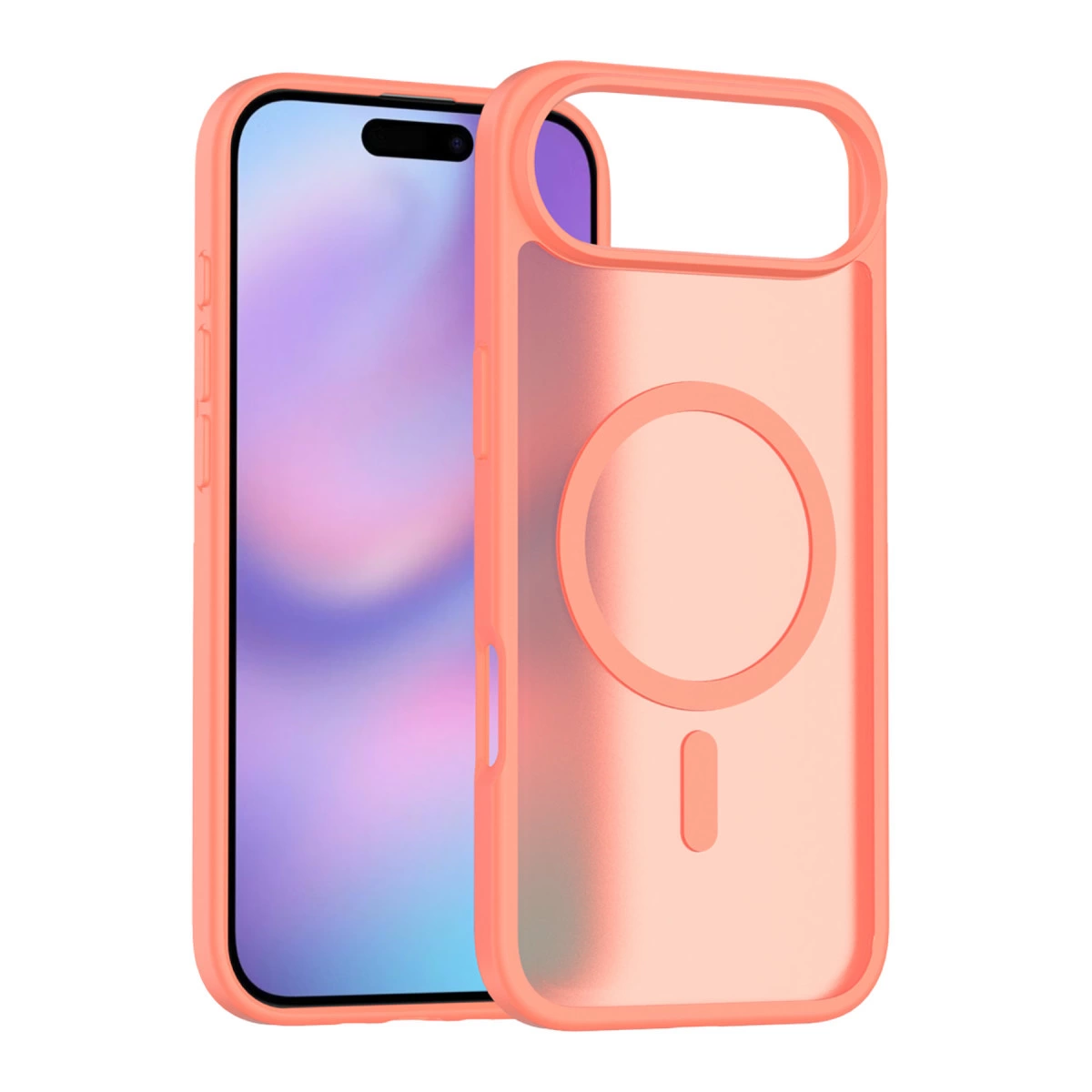 Telefon üzerinde manyetik halkalı pembe bir telefon kılıfı.
