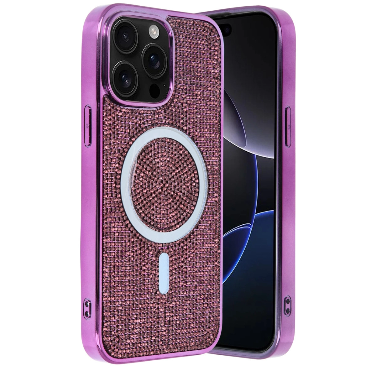 NEWFACE iPhone 15 Pro Uyumlu Helen Magsafe Kapak Telefon Kılıfı Derin Mor