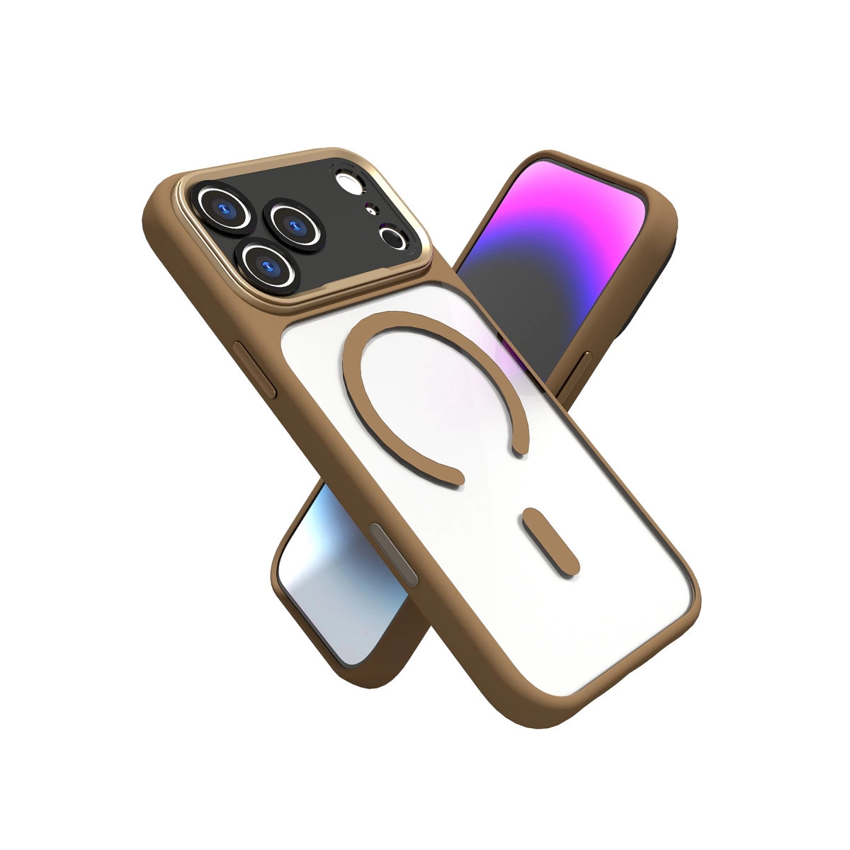 NEWFACE iPhone 17 Pro Max Uyumlu Hazar Magsafe Kapak Telefon Kılıfı Gold