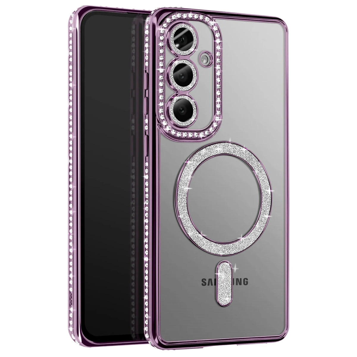 NEWFACE Samsung Galaxy S26 Uyumlu Joke Simli Magneticsafe Telefon Kılıfı Derin Mor