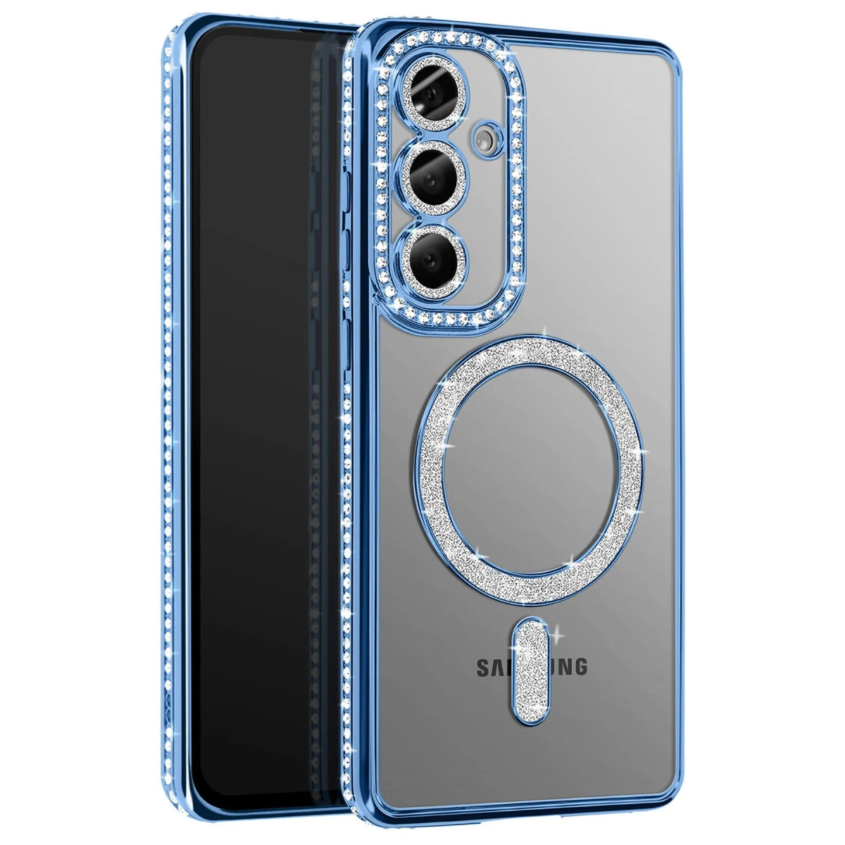NEWFACE Samsung Galaxy A37 5G Uyumlu Joke Simli Magneticsafe Telefon Kılıfı Mavi