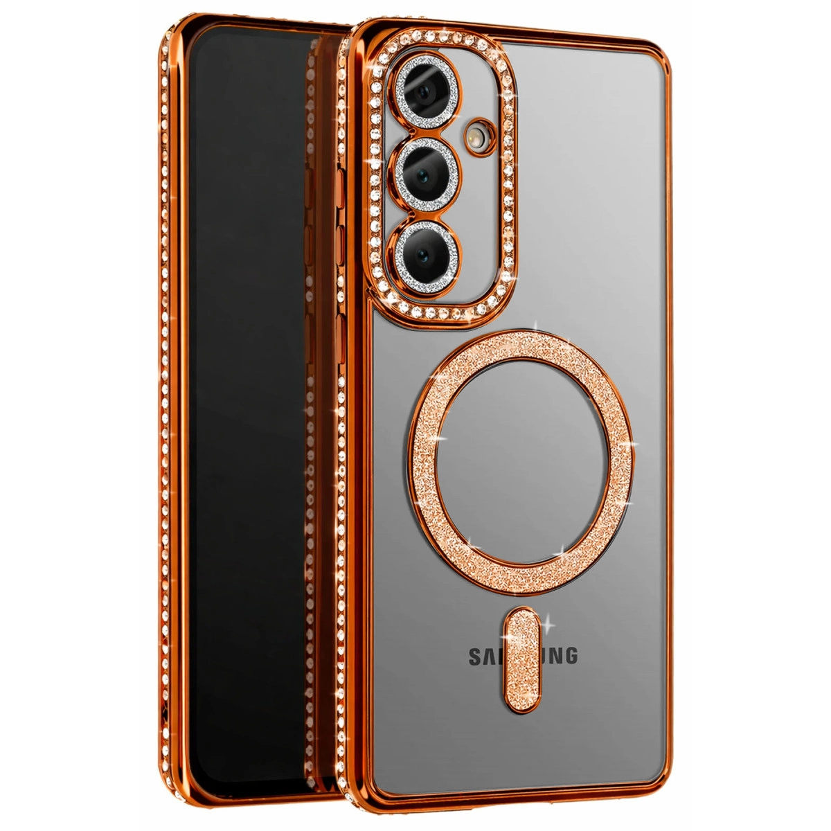 NEWFACE Samsung Galaxy A57 5G Uyumlu Joke Simli Magneticsafe Telefon Kılıfı Turuncu